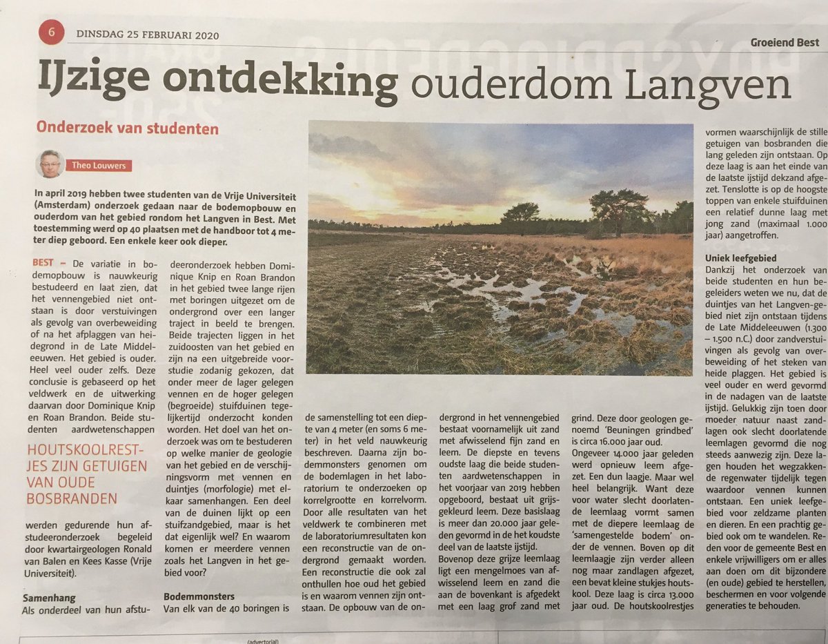 RimbaudLapperre's tweet photo. #Groeiend Best onthult ouderdom ondergrond Langven Best na onderzoek #VU Amsterdam. IJzige ontdekking...... Zaterdag mooi achtergrondartikel in #ED https://t.co/IRwyPlu9wg