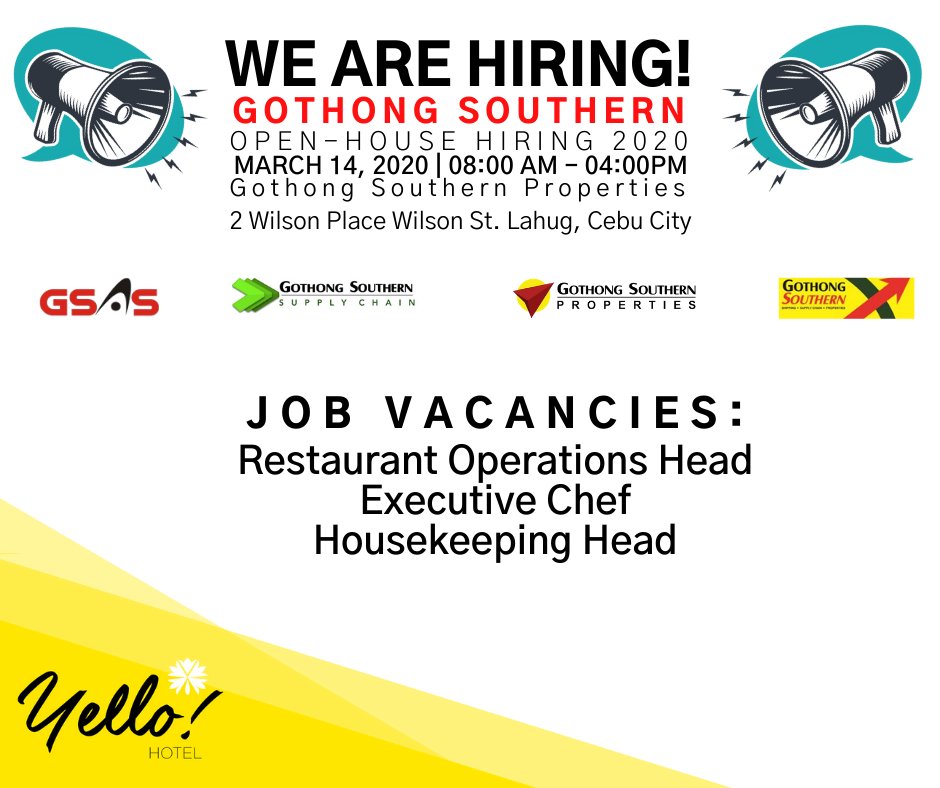 YelloHotelCebu's tweet photo. Are you the ONE ?!?
We are looking for passionate professionals to join our YELLOmazing Team.

#YelloHotelCebu #YelloHiring #GothongSouthernGroup https://t.co/yBOGYfYadb