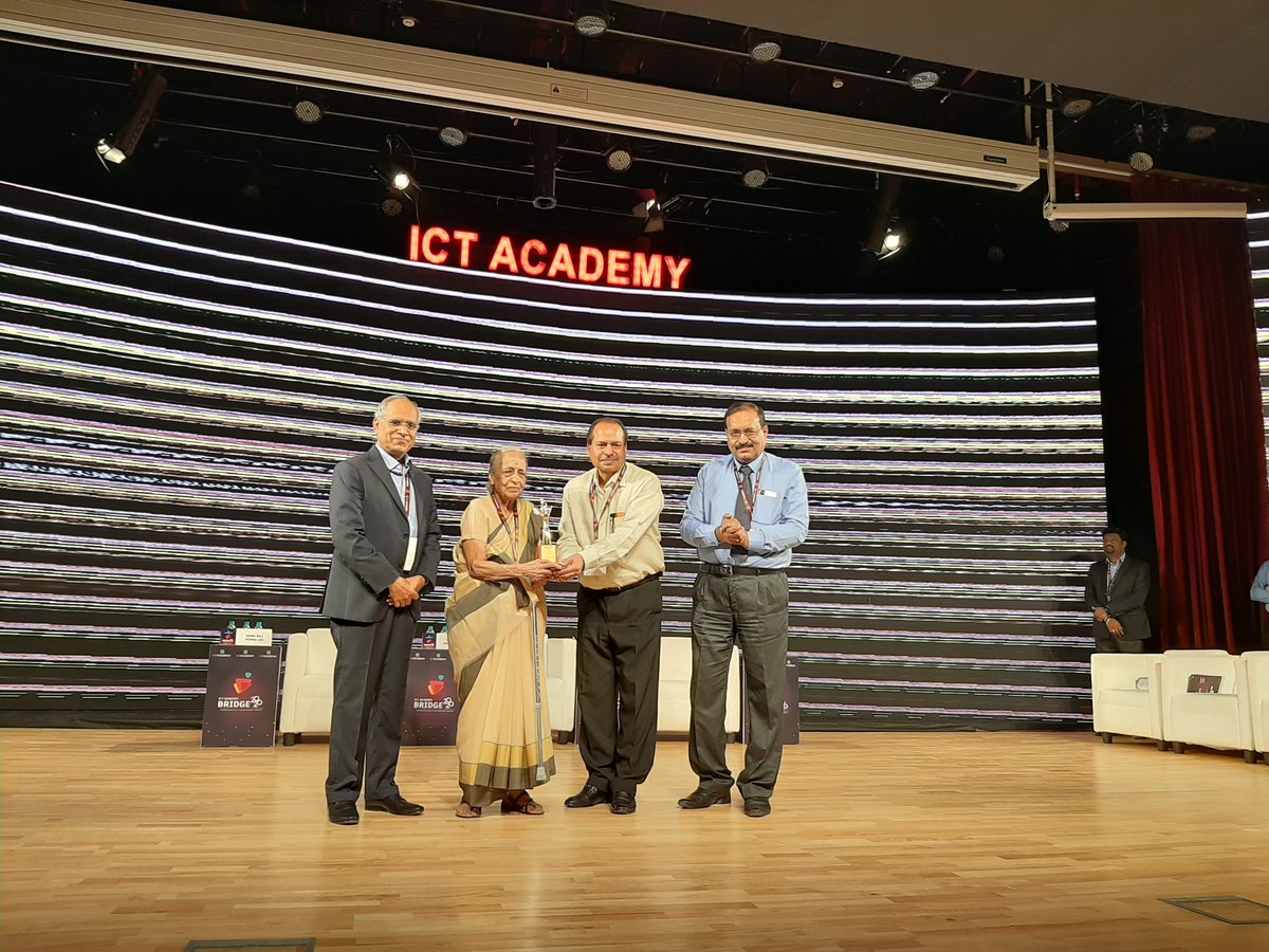 ictacademyindia's tweet photo. ICT Academy conferred India Icon Award 2020 to Dr. V. Shanta, Chairman, Adyar Cancer Institute & Padma Vibhushan Awardee during the 45th edition of ICT Academy Bridge 2020, IITM Reseach Park, Chennai
#ictacademyindia #bridge45 #ictacademybridge #bridgechennai #event #conference https://t.co/rCweZbGYVT