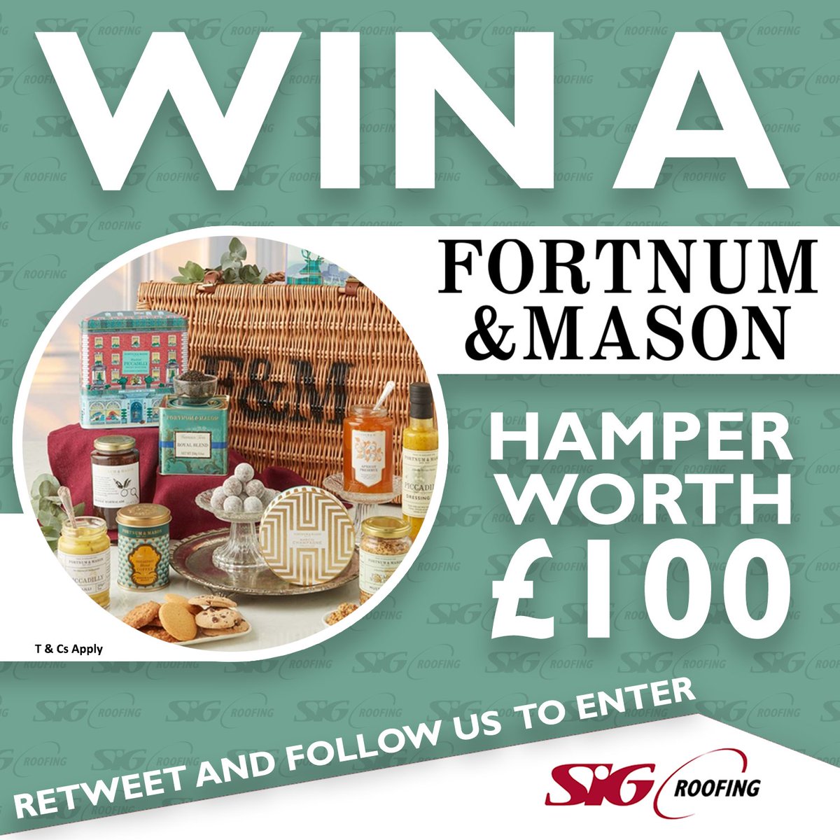 😍 There are only three days left to enter! 😲

We are giving away a @Fortnums luxury hamper worth £100! 🍾

All you need to do is retweet this to enter!

#WIN #FortnumAndMason #Roofer #SIGRoofing