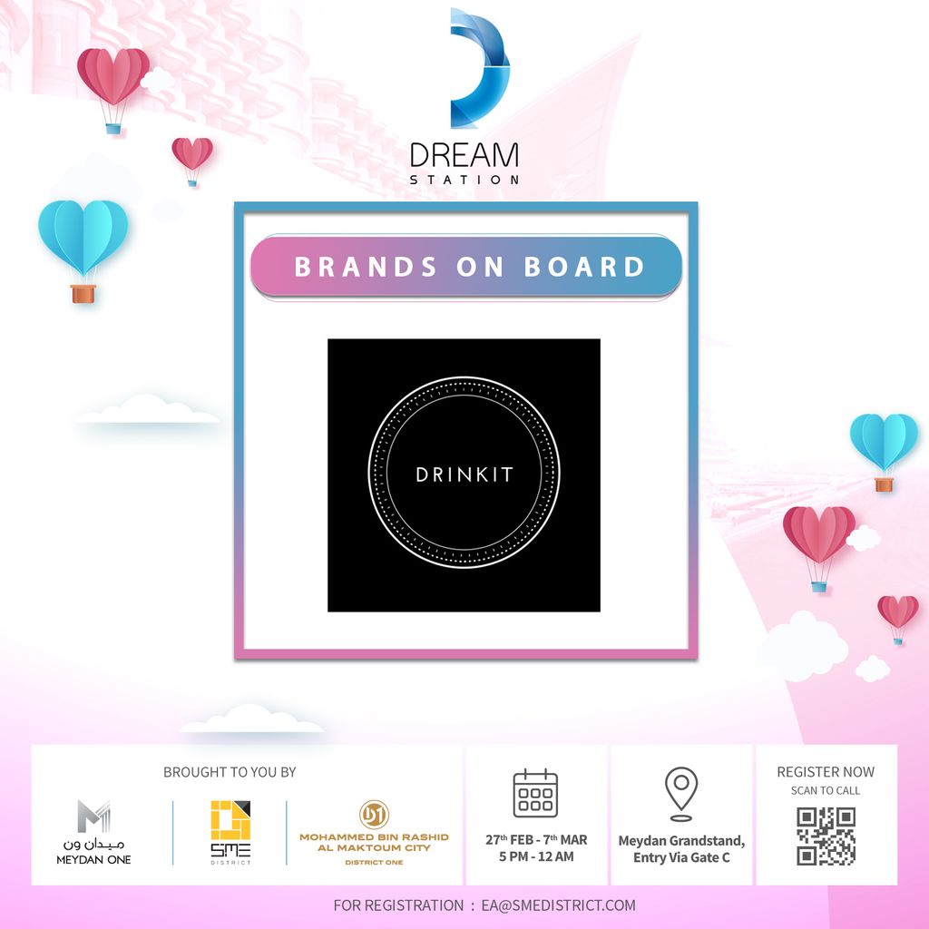 SMEDistrict's tweet photo. Excited to have "Drink It" on-board with us as F&amp;B Brand for #DREAMSTATION2020, The Biggest Entrepreneurship Festival in UAE 🙌 Happening in Dubai at Meydan Grand Stand on 27th Feb till 7th March...

Brought to you by: @SMEDistrict, Meydan One &amp; District One https://t.co/fhmXhHtVXv