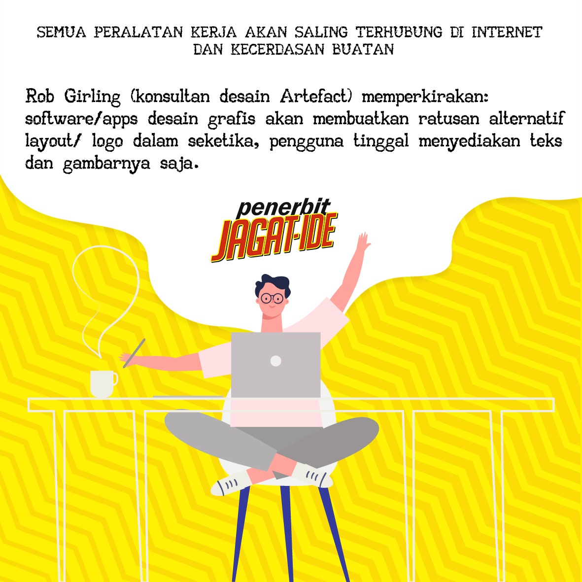 jagatide's tweet photo. Nantinya, diperkirakan ada sebuah software desain instan, penggunanya tinggal menyediakan teks dan gambar saja. Wah seperti apa ya..?
#desing #future #penerbit #buku https://t.co/hCe2C1O6Cz
