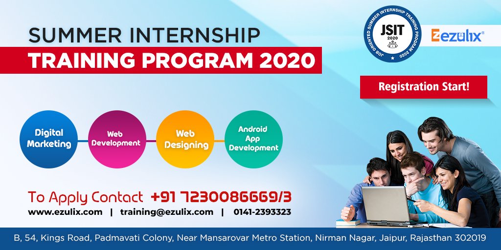 InternshipinJa1's tweet photo. Start #SummerInternship in Jaipur with Experts and boost your knowledge and career towards success. We  provide you real-time work experience with live projects. You can ensure your job with best performance and can make yourself certified expert. https://t.co/GCOyFBWYRG https://t.co/vKprNIONdU