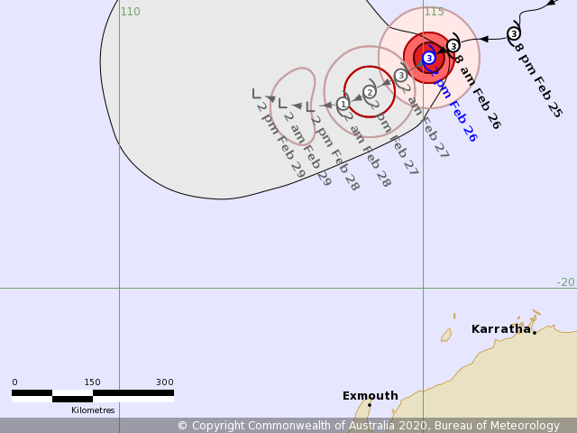BOM_WA's tweet photo. Ferdinand is a severe category 3 tropical cyclone, located well off the WA coast. Ferdinand will move slowly towards the west southwest over the next few days, remaining well north of the WA mainland. #CycloneFerdinand https://t.co/B1MVXBYXhh https://t.co/d2LWopCOYF