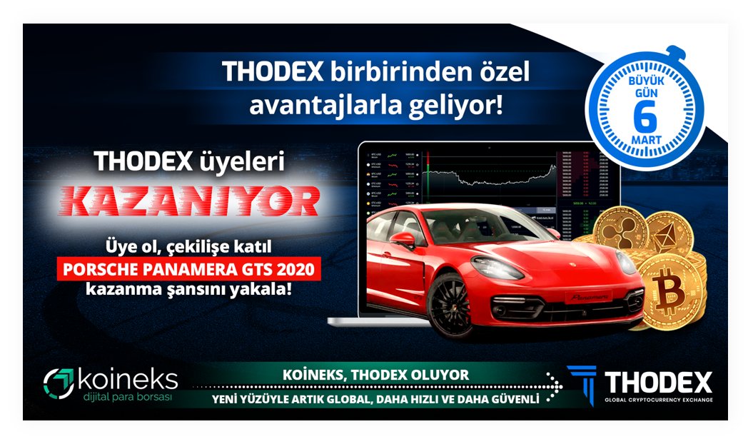 Thodex'ten büyük çekiliş! Thodex ile 2020 model Porsche Panamera sizin olabilir. Detaylar ve katılım koşulları çok yakında. Gelişmeler için Thodex sosyal medya hesaplarını takip etmeyi unutmayın! <a href="/thodexofficial/">THODEX</a> <a href="/thodexglobal/">THODEX</a>