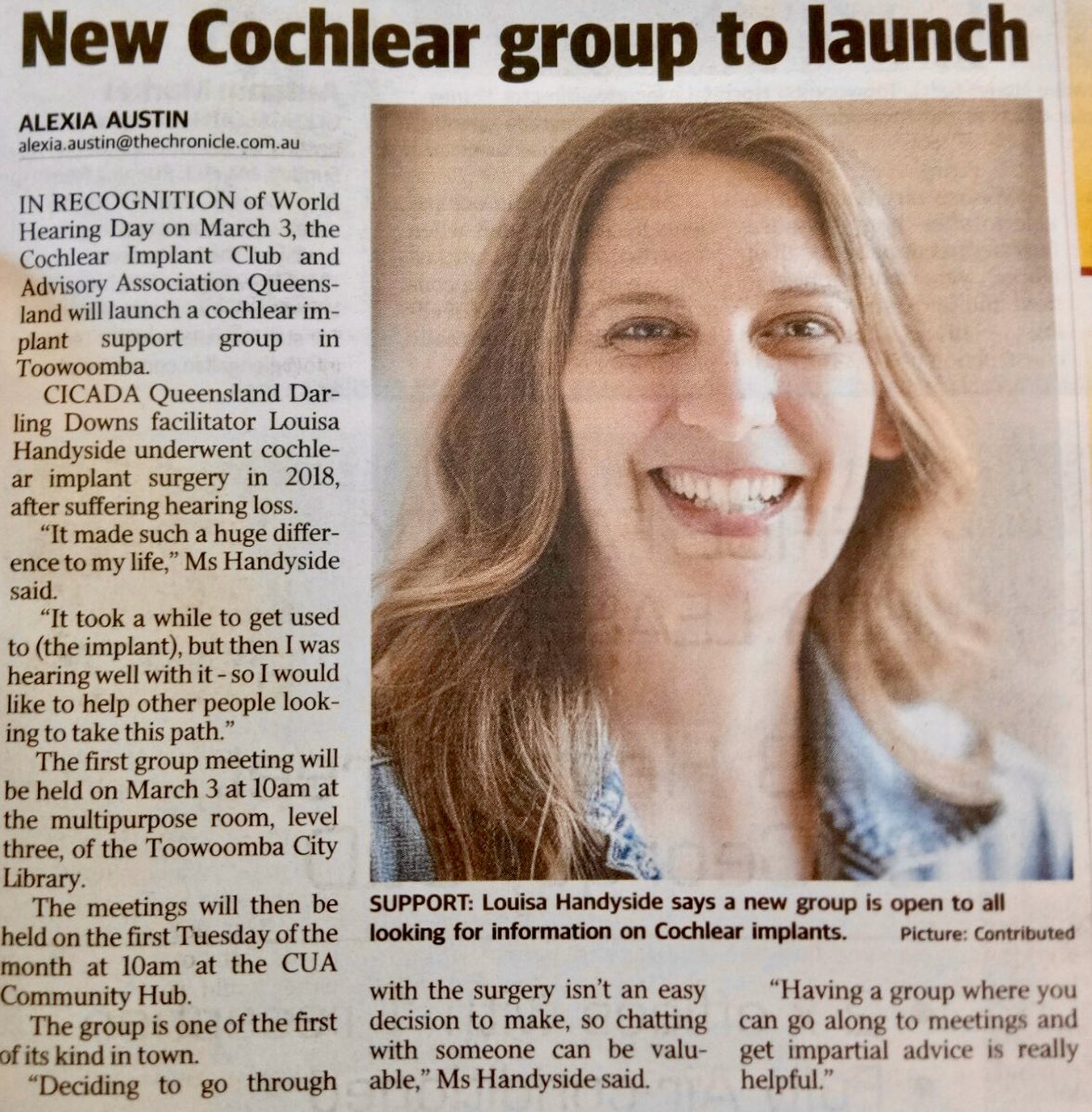Check out our new Toowoomba representative, Louisa, for the Darling Downs who made the news!!! #toowoomba #twbachronicle #darlingdowns <a href="/cicadaqld/">cicadaqld</a> <a href="/HandysideLouisa/">Louisa Handyside</a> 💚🙏💚