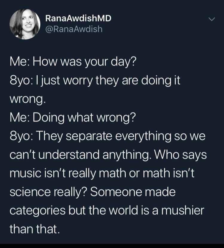 MrsTLeon's tweet photo. This 8yo gets it! We need to rethink what schools look like and how they think about learning and curriculum. We need to redesign with teacher AND student voice at the center of what we do. #CBE #edchat #edtech https://t.co/yQzxJPqGxP
