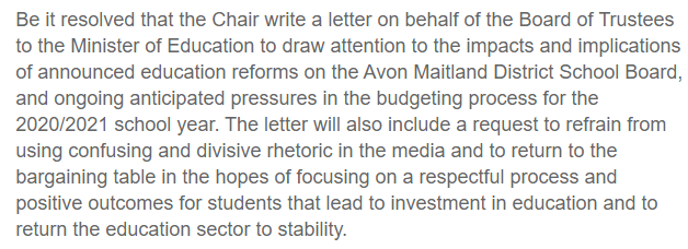 OSSTFD8's tweet photo. @yourschools trustees unanimously passed this motion last night. End @Sflecce's divisive rhetoric! And #NoCutsToEducation! Thank you @LynetteGeddes and all #AMDSB trustees! #ontpoli #onted @osstf https://t.co/d7kBOAbEXs