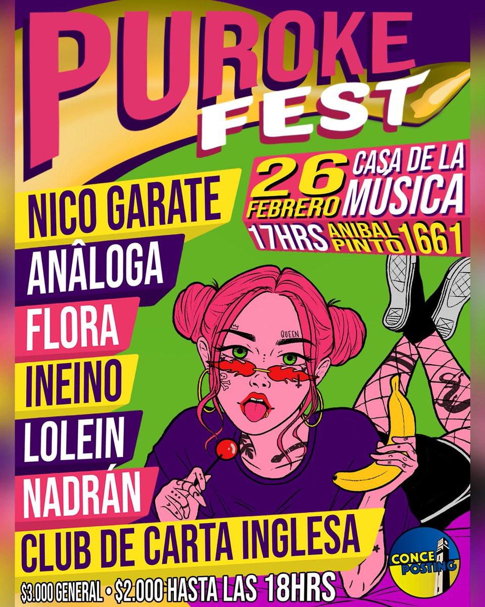 Hoy! #PurokeFest en Casa de la Música, Concepción, desde las 17hrs. Venta de entradas en puerta! <a href="/clubdecarta/">𝙎𝙢𝙤𝙠𝙚𝙧𝙨 ニコパフ業界最安値💎</a> <a href="/musicaflora/">Flora</a> #Ineino y más ❤️
