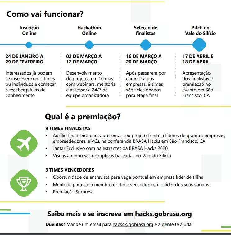 Girlsintechbr's tweet photo. Últimos dias para se inscrever no BRASA Hacks, desafio online de tecnologia que pode te levar para o Vale do Silício na grande final!
Você pode conferir todos os detalhes e se inscrever por aqui:
https://t.co/nuH9gHiV8p
#oportunidade #time #hackathon #desafioonline https://t.co/v5JAXC196o