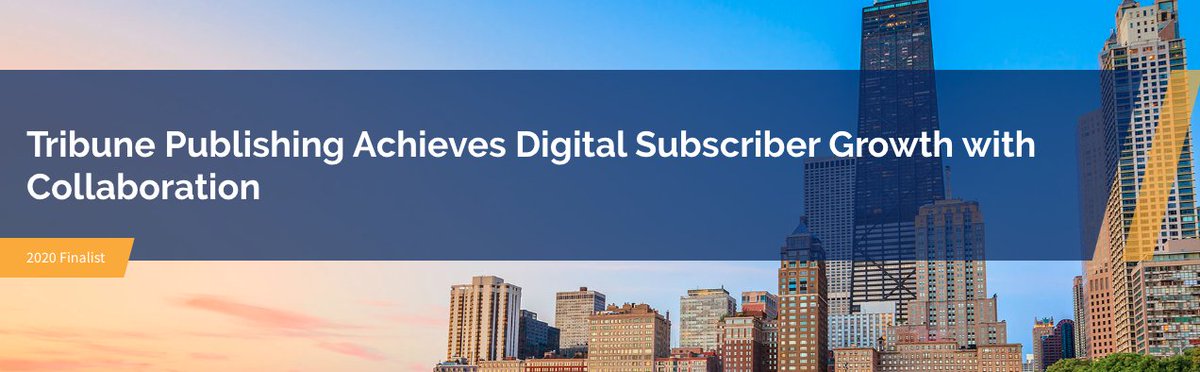 Celebrate with <a href="/tribpub/">Tribune Publishing Company</a>, a #GMA20 finalist with the “Tribune Publishing Achieves Digital Subscriber Growth with Collaboration” campaign!
See the campaign: ow.ly/pqPm50yw3Kg
Check out the full list of finalists: ow.ly/wtRq50yw3Kn