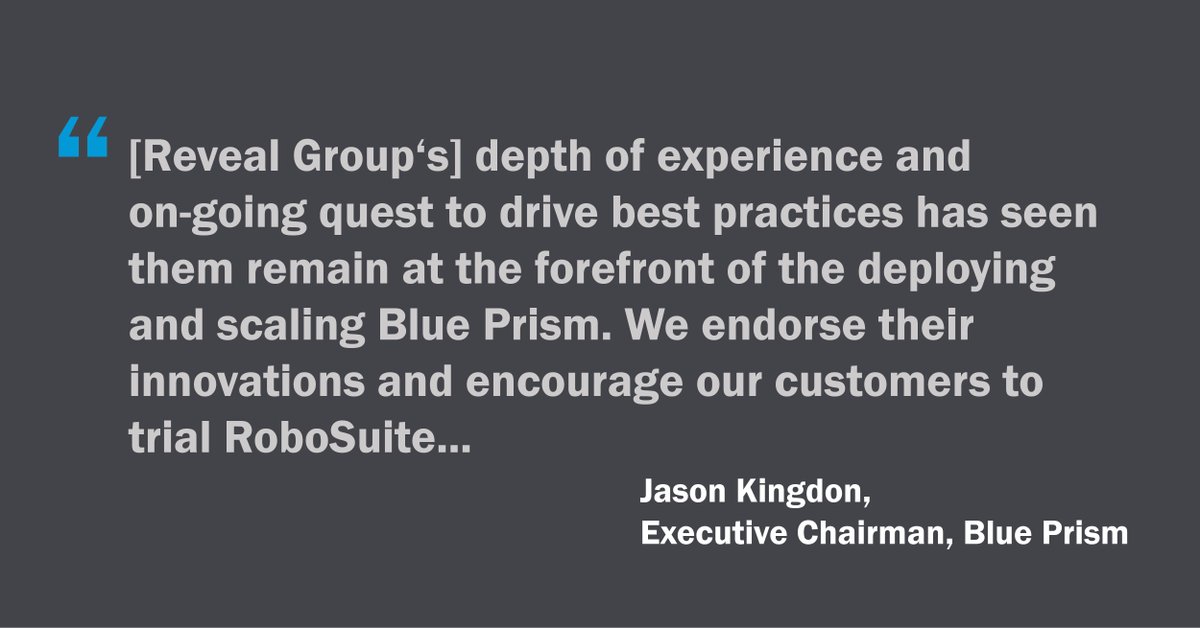 GroupReveal's tweet image. Are you a Blue Prism user? #RoboSuite can help you deliver automations 30% faster.
Ready to #AutomateBetter? Read the press release now 
hubs.ly/H0nb9cD0
