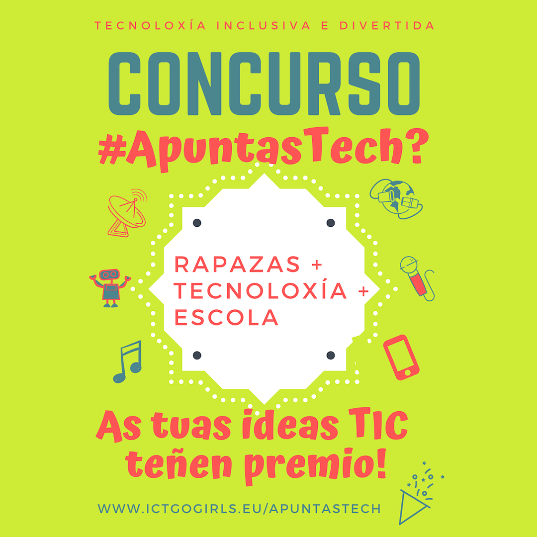 igualdadegal's tweet photo. Con motivo do Día das Rapazas nas TIC 👩💻 lánzase o cuncurso #ApuntasTech dirixido a centros educativos. Non dubidedes e apuntádevos, as vosas ideas teñen premio! ➡️ https://t.co/n3DNUaJ727
ORGANIZAN:
@CESGA_ 🔷#SXIgualdade | @Xunta
@CPEIG 🔷 @twitamit_es Galicia
@punto_gal https://t.co/8bPxCYhpO4