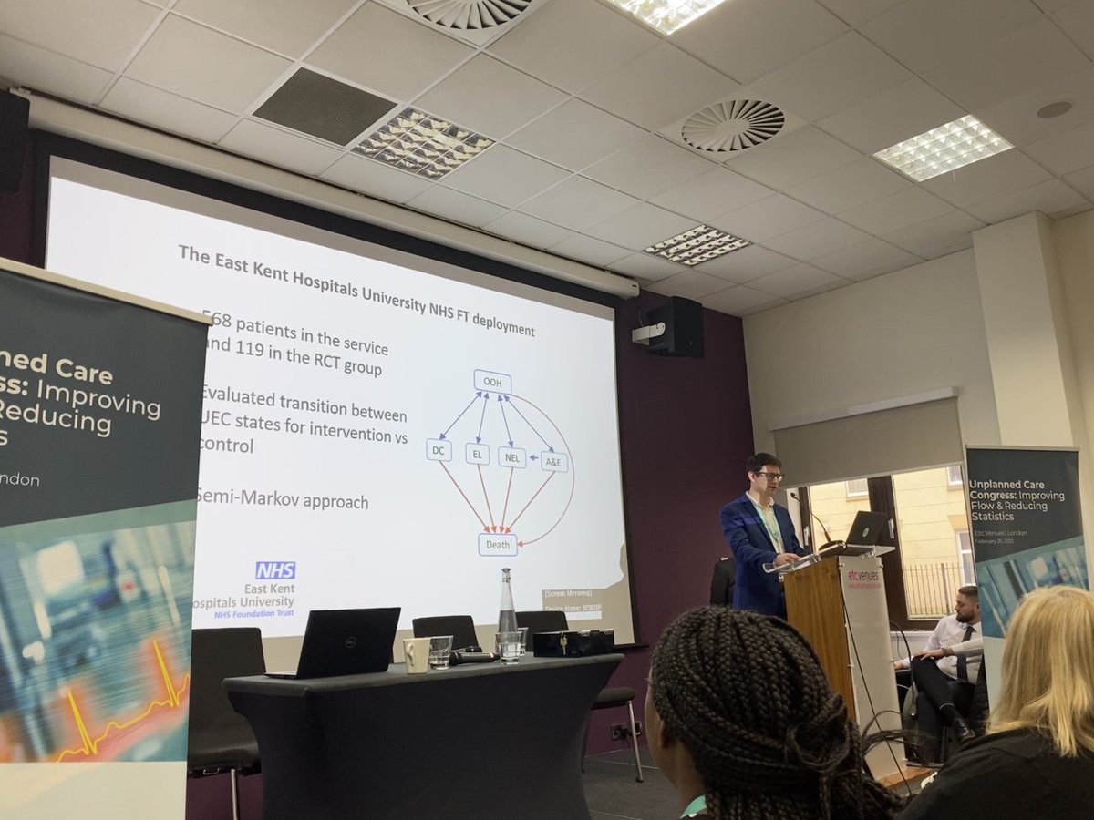 Vipul from Health Navigator and Tim from East Kent presenting the interim results and the analysis of our randomised control trial at <a href="/Convenzis_Group/">Convenzis</a> Patient Flow Congress. #patientflow #nursing #AI #analysis