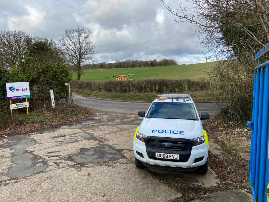 Bishops Stortford crews attended a car that had rolled off a bridge in Farnham as well as Herts Air Ambulance and the Police. #multiagency #pleasebesafe