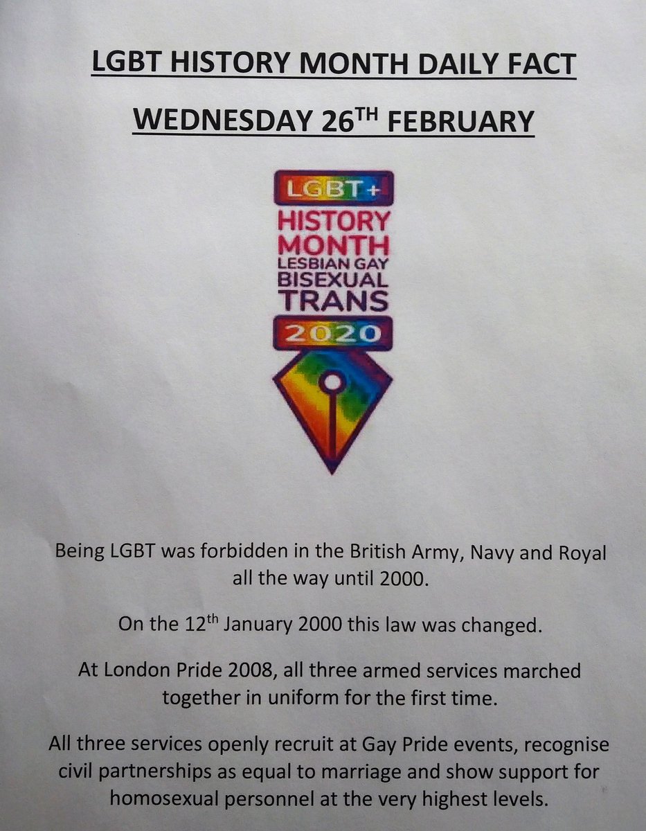Alice Bowerman (@alicembowerman) on Twitter photo #LGBTHM20 daily fact for you-the armed forces have come such a long way in the last 20 years,maybe other countries could follow suit... #su4 #erac #lgbt #armedforces <a href="/JaneneScurfiel1/">Janene Scurfield</a> <a href="/LUMAZ1980/">Scott Lumley</a> <a href="/ERAC_U4ALL/">U4 Diversity ERAC</a> @IncEmp #LGBTHM20 daily fact for you-the armed forces have come such a long way in the last 20 years,maybe other countries could follow suit... #su4 #erac #lgbt #armedforces <a href="/JaneneScurfiel1/">Janene Scurfield</a> <a href="/LUMAZ1980/">Scott Lumley</a> <a href="/ERAC_U4ALL/">U4 Diversity ERAC</a> @IncEmp