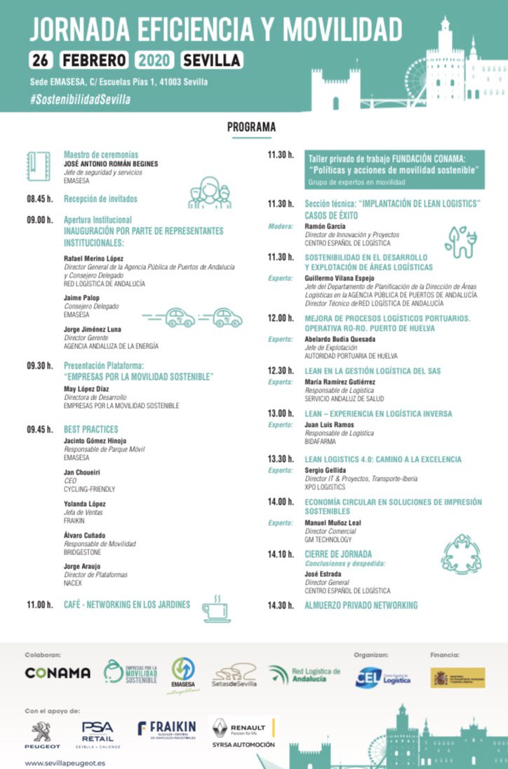 PlataformaEMS's tweet photo. ¡Arranca la jornada “Eficiencia y Movilidad” en Sevilla! 🌱

Un encuentro que reúne a representantes de empresas líderes del sector de la movilidad, la logística y el transporte, junto con expertos en movilidad de la administración

#SostenibilidadSevilla #PlataformaEMS https://t.co/2QjxwewmbK
