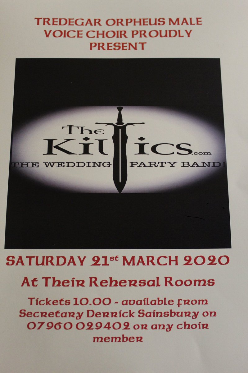Tredegar Orpheus (@tredegarorpheus) on Twitter photo We are still selling tickets for the <a href="/kiltics/">The Kiltics</a> in our choir hall on Saturday 21st of March. Tickets £10.00 each a night not to be missed!!! We are still selling tickets for the <a href="/kiltics/">The Kiltics</a> in our choir hall on Saturday 21st of March. Tickets £10.00 each a night not to be missed!!!