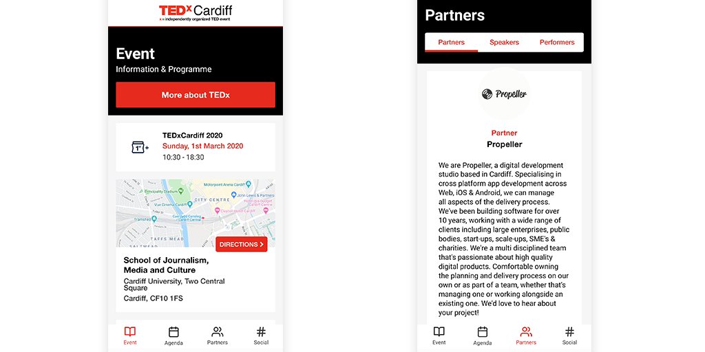 TEDxCardiff's tweet photo. Have you downloaded the #TEDxCardiff app yet❓ 📱 

We've partnered up with @propellerhq to bring you an awesome app that has everything you need for the TedxCardiff event! 

Android: https://t.co/Op7AUzaT3g
IOS: https://t.co/vLjzVcJ5TX https://t.co/cdGEeiRhsL