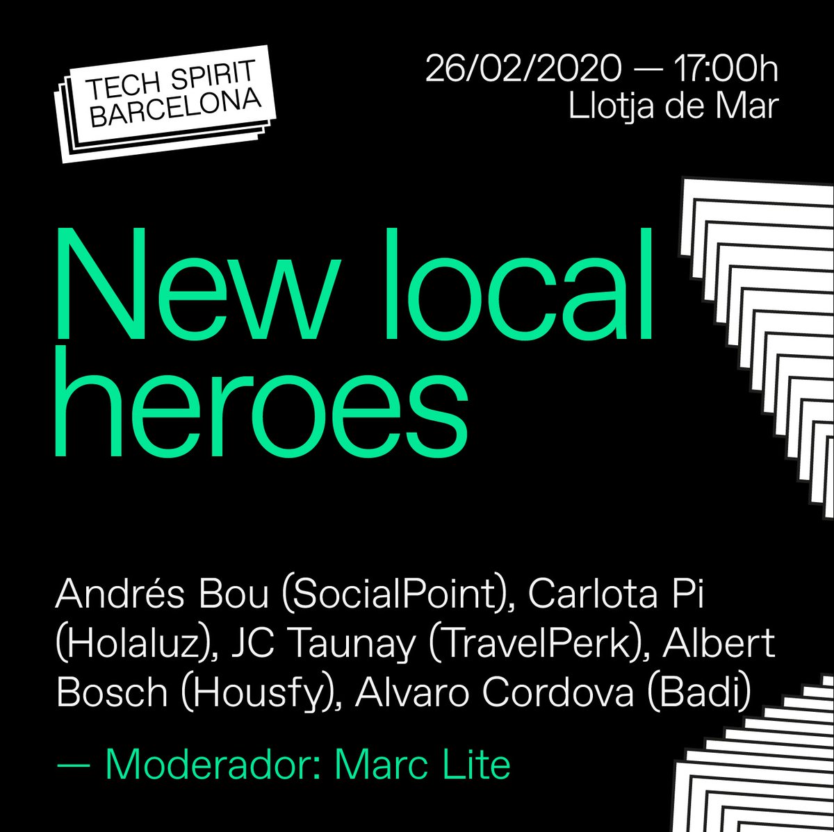 Hoy a las 17:00 <a href="/AlvaroCordobaM/">Alvaro Córdoba</a> participa junto con otros "New local Heros" en una mesa redonda en #TechSpiritBarcelona <a href="/socialpoint/">Socialpoint</a> <a href="/HolaLuzcom/">Holaluz</a> @travelperk <a href="/housfy_es/">Housfy | Líder en innovación inmobiliaria</a> ¡Os esperamos!