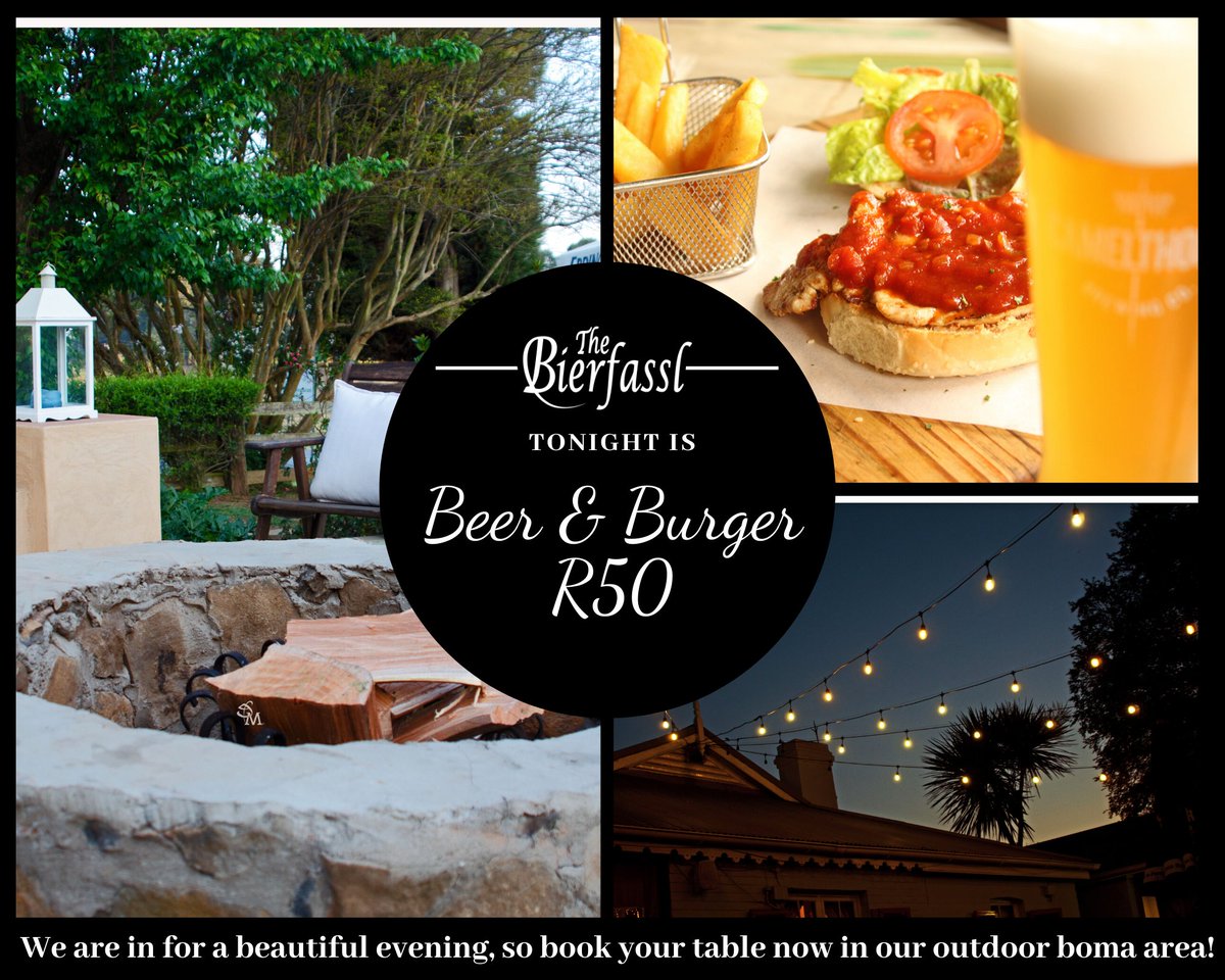 What are your plans for tonight? We hope to see you there! <a href="/MidlandsMeander/">Midlands Meander</a> <a href="/N3Gateway/">N3 Gateway</a> <a href="/ExclusivSA/">Exclusive SA</a> #beerandburger #dinnergoals #WednesdayMotivation #WednesdayThoughts #nocookingtonight #greatdeal #deliciousfood #beeroclock #burger