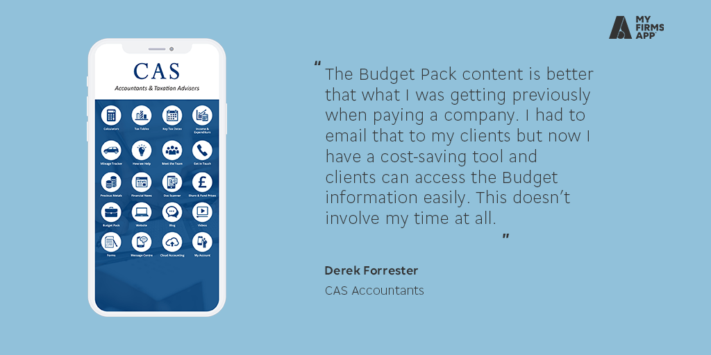 MyFirmsApp's tweet photo. A branded #App and #Budget Pack 💼 with automated messaging is providing a solution for accountants to inform their clients around Budget time. With the UK Budget set for March 11th - test drive this for free &amp; get all updates to your device: https://t.co/xAjEHAvufm #Budget2020 https://t.co/95zHBJjvQq