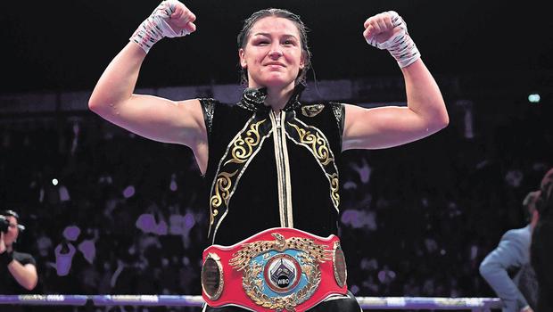 . @KatieTaylor took part in Ireland's 1st female boxing match! Since 2019, became 1 of only 7 boxers in history, female or male, to hold all 4 major world titles in boxing: WBA, WBC, IBF & WBO! Flag bearer for Ireland at 2012 Olympics & won gold medal in lightweight division! 