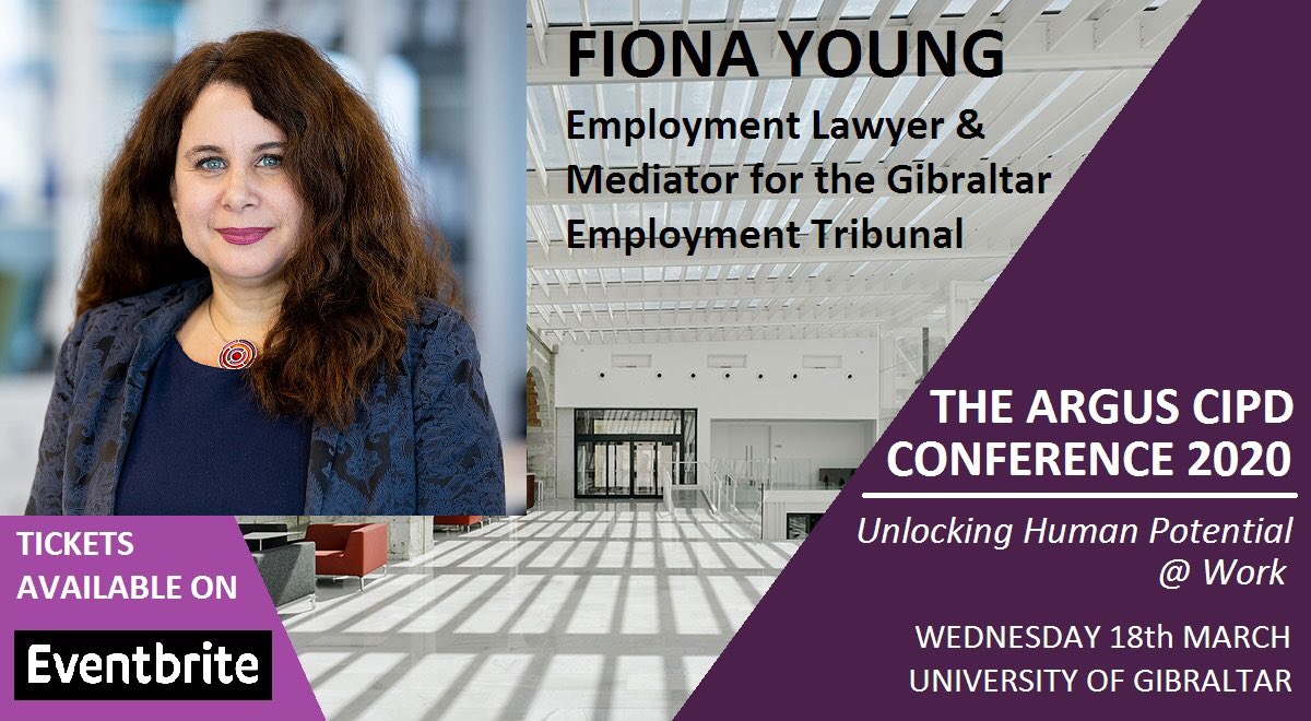 Book your tickets today to hear Fiona Young - Employment Lawyer &amp; Mediator for the #Gibraltar Employment Tribunal - talk about “The Hard Truth about #softskills” Tickets Available 👉 eventbrite.co.uk/e/the-argus-ci… #CIPDGIB20 #CIPD