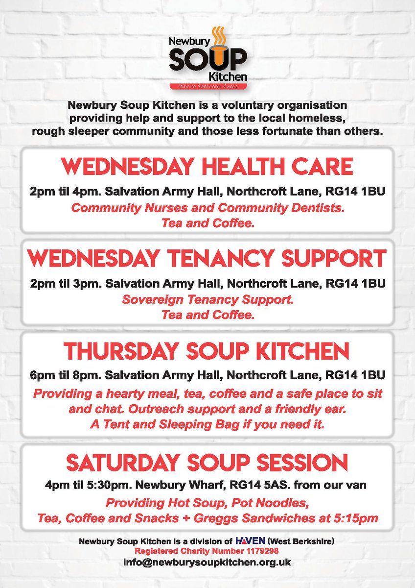 BCTWestBerks (@bctwestberks) on Twitter photo @sovereignha are now supporting the Newbury Soup Kitchen <a href="/new/">Matthew Sanders</a> by offering tenancy support sessions on a Wednesday 2-3pm. This is in addition to providing healthcare and hot meal sessions. <a href="/WestBerkshire/">West Berkshire Council</a> <a href="/HealthWWBerks/">HealthWWBerks</a> <a href="/PpeWest/">PPE Public Involvement - Wellbeing in West Berks</a> @sovereignha are now supporting the Newbury Soup Kitchen <a href="/new/">Matthew Sanders</a> by offering tenancy support sessions on a Wednesday 2-3pm. This is in addition to providing healthcare and hot meal sessions. <a href="/WestBerkshire/">West Berkshire Council</a> <a href="/HealthWWBerks/">HealthWWBerks</a> <a href="/PpeWest/">PPE Public Involvement - Wellbeing in West Berks</a>