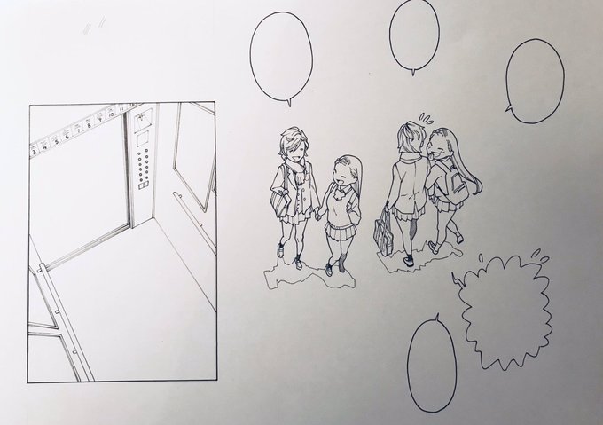 今日更新のオトメの帝国特別編、1ページと5ページはこういうバラバラの素材を組み合わせています。背景と人物のパースは感覚で作画。まだ読んでない人、4ページめで〇〇だからそこだけでも見てください‼︎  https://t.co/spQVN2MQkw 