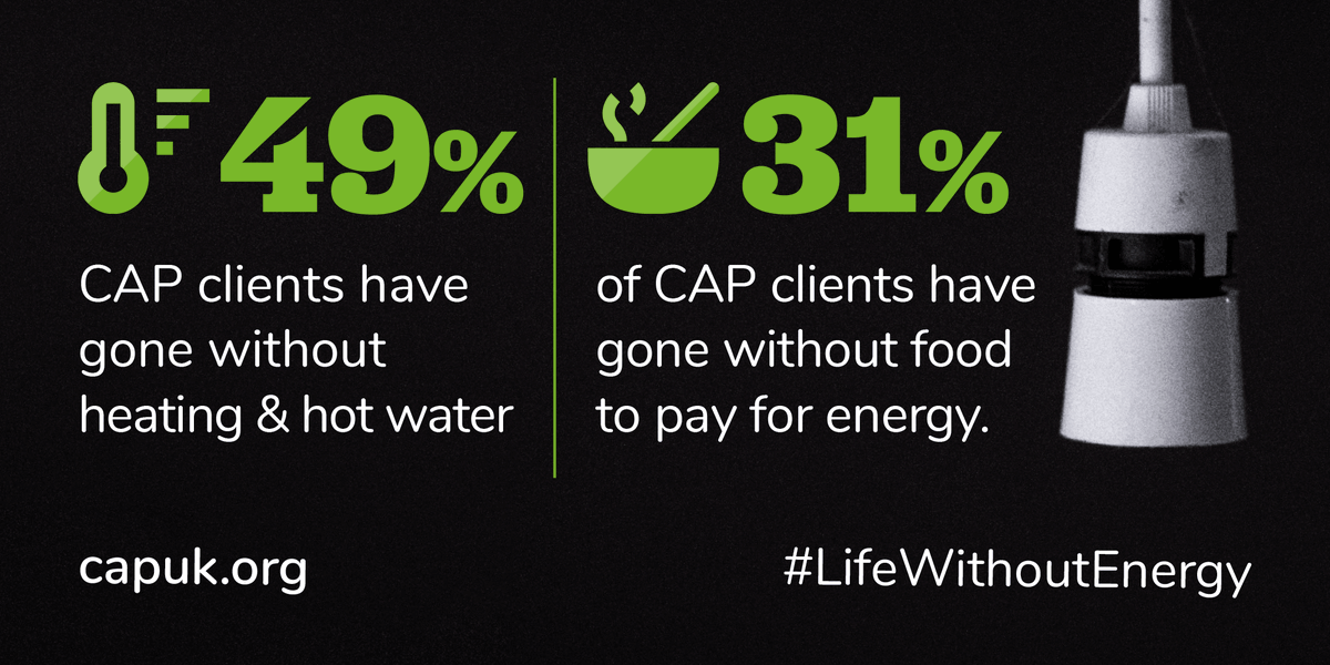CAPuk's tweet photo. Today we're launching our brand new report on the cost of energy (gas & electric). Too many households can’t afford to live safe, warm & well, making an impossible decision between paying for food or paying for energy. Read the report: https://t.co/djT9qsNSLC #LifeWithoutEnergy https://t.co/HdKrdxELdZ