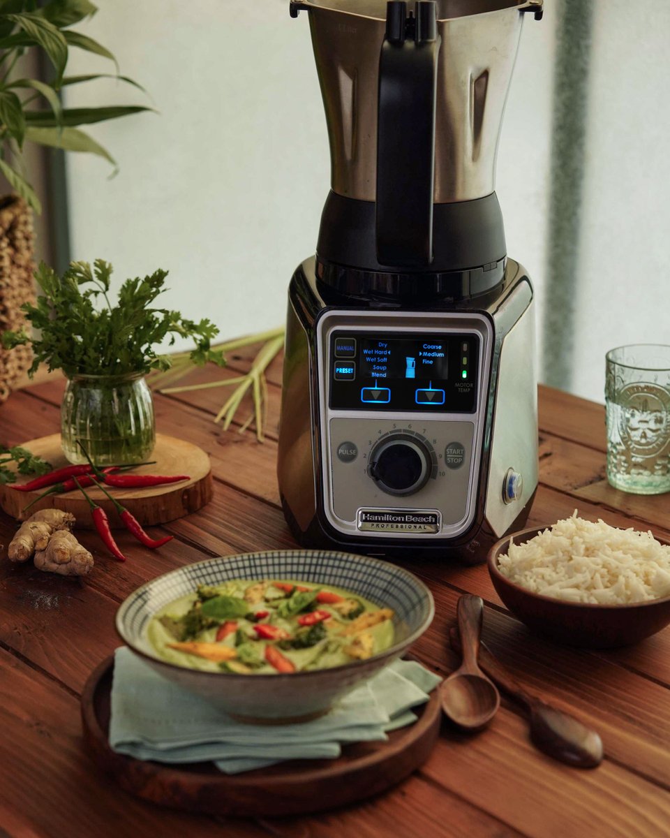 Feel the exotic vibes with this delicious Thai Curry and our Hamilton Beach Professional JMG.  

#SayHelloToPerfection #HamiltonBeachIndia #ProResultsAtHome #CookLikeAPro #Foodie #ThaiCurry #HassleFreeGrind #HandsFreeGrinding #5YearProductWarranty #ChefApproved #culinary