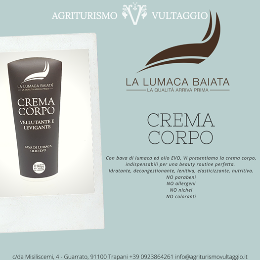 agrivultaggio's tweet photo. New entry da poco! 🐌
 Crema corpo con bava di lumaca ed olio evo. Idratante, decongestionante, lenitiva, elasticizzante e nutritiva. Scopri tutta la linea La Lumaca Baiata 👉 https://t.co/L6Kj5IIUkl #agriturismovultaggio #lalumacabaiata #cosmeticanaturale https://t.co/i48i2pNcQb