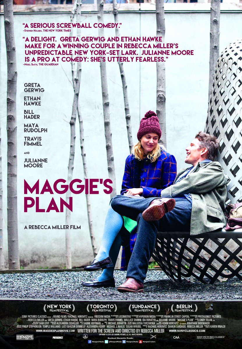 FilmMomatic's tweet photo. #NowWatching MAGGIE'S PLAN #RebeccaMiller #GretaGerwig #EthanHawke @_juliannemoore #BillHader @MayaRudolph #TravisFimmel #WallaceShawn #52FilmsByWomen #FromHarrisWithLove https://t.co/iOVGcrEP0S