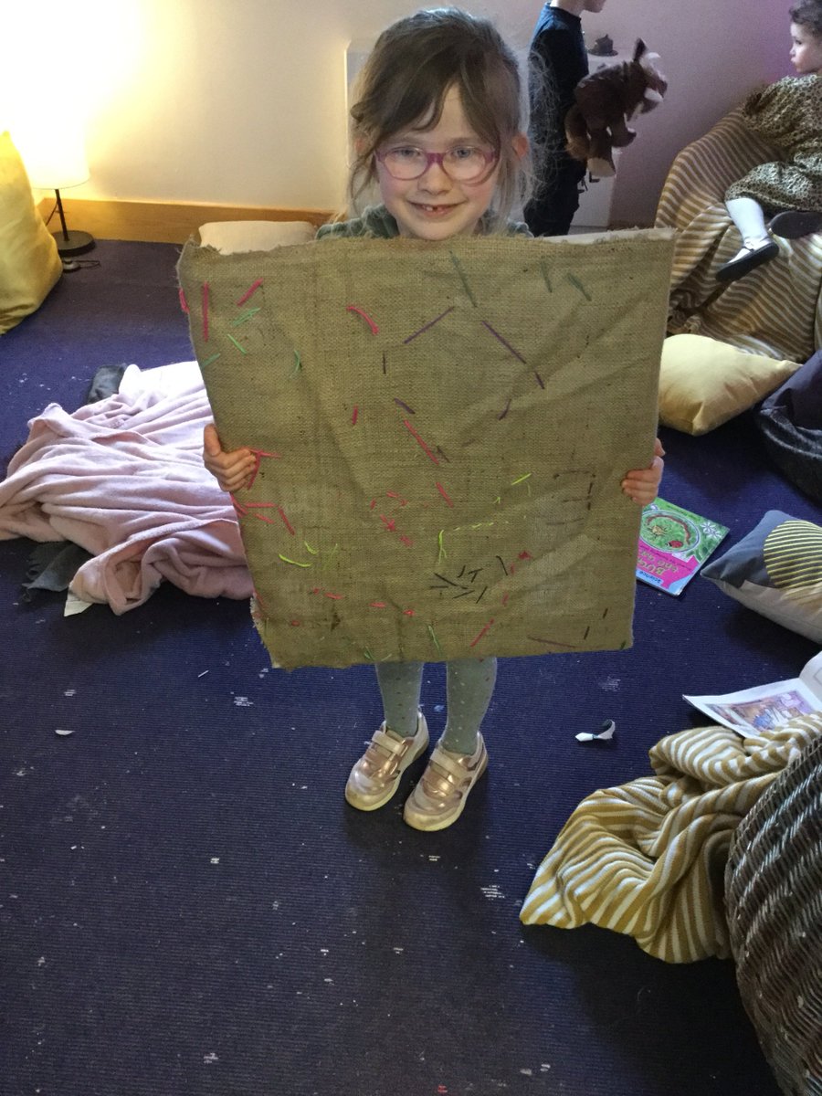 Carolside_ELCC's tweet photo. We have been developing our fine motor skills and learning how to sew. The children mastered the technique of threading a needle very quickly and made a fabulous canvas for our quiet room wall! #finemotorskills #sewing #threadinganeedle https://t.co/3Jd1aGGPFe