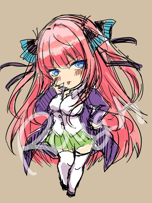 World of Our FantasyさんがTwitterに投稿した中野二乃(五等分の花嫁)のイラスト。