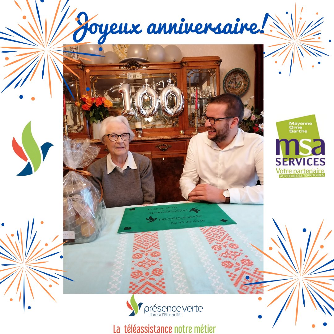 💯 🎂 Presence verte Mayenne Orne Sarthe fête l'une de ses abonnées 😀
💝 Proximité et convivialité au rdv 💁‍♀️💁‍♂️
Nous sommes fiers de nos ainés et de la confiance qu'ils nous accordent 👏
