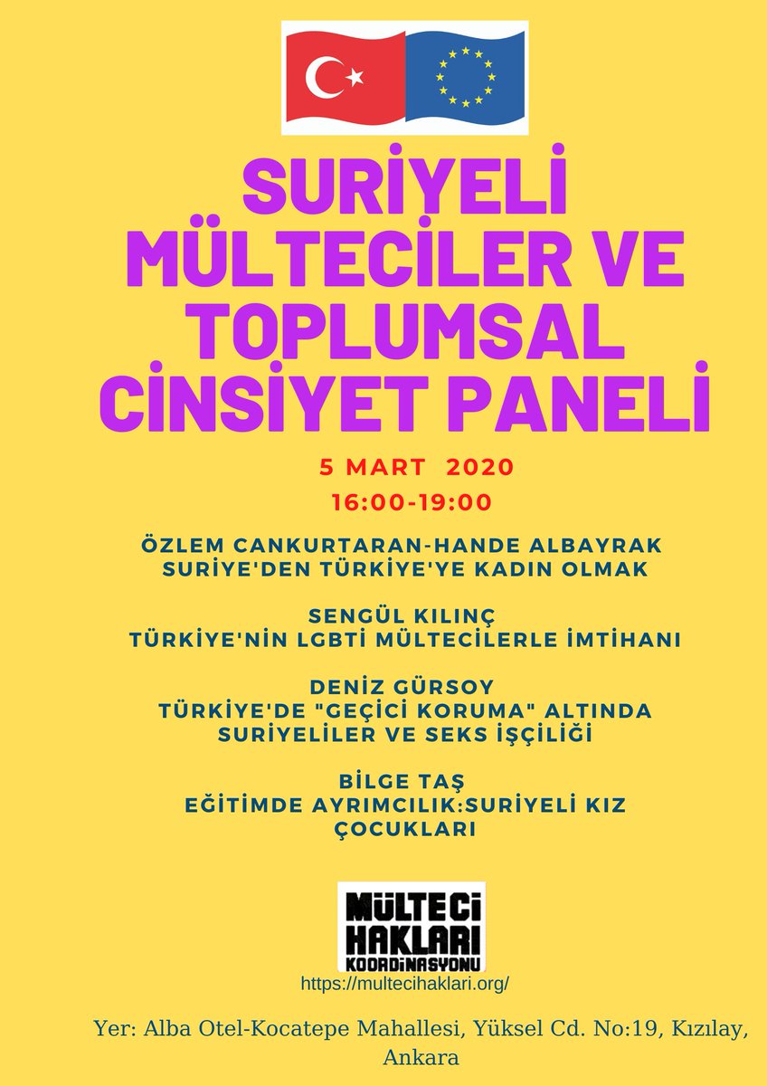 5 Mart 2020- Suriyeli Mülteciler ve Toplumsal Cinsiyet Panelimize herkes davetlidir.

<a href="/ihop_tr/">İHOP</a> <a href="/GAR_Dernek/">Göç Araştırmaları Derneği | GAR</a> <a href="/KaosGLDernegi/">Kaos GL Derneği</a> <a href="/hydturkiye/">Yurttaşlık Derneği</a> <a href="/hragenda/">İnsan Hakları Gündemi Derneği</a> @ihd_genelmerkez