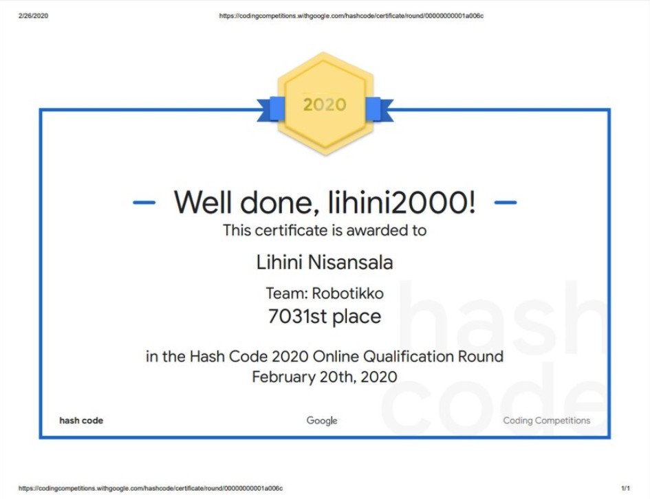 NisansalaLihini's tweet image. T E A M. R O B O T I K K O 🔥
#googlehashcode2020 #firsthackathon
#49thPlaceSriLanka #nsbm #fossnsbm #foss