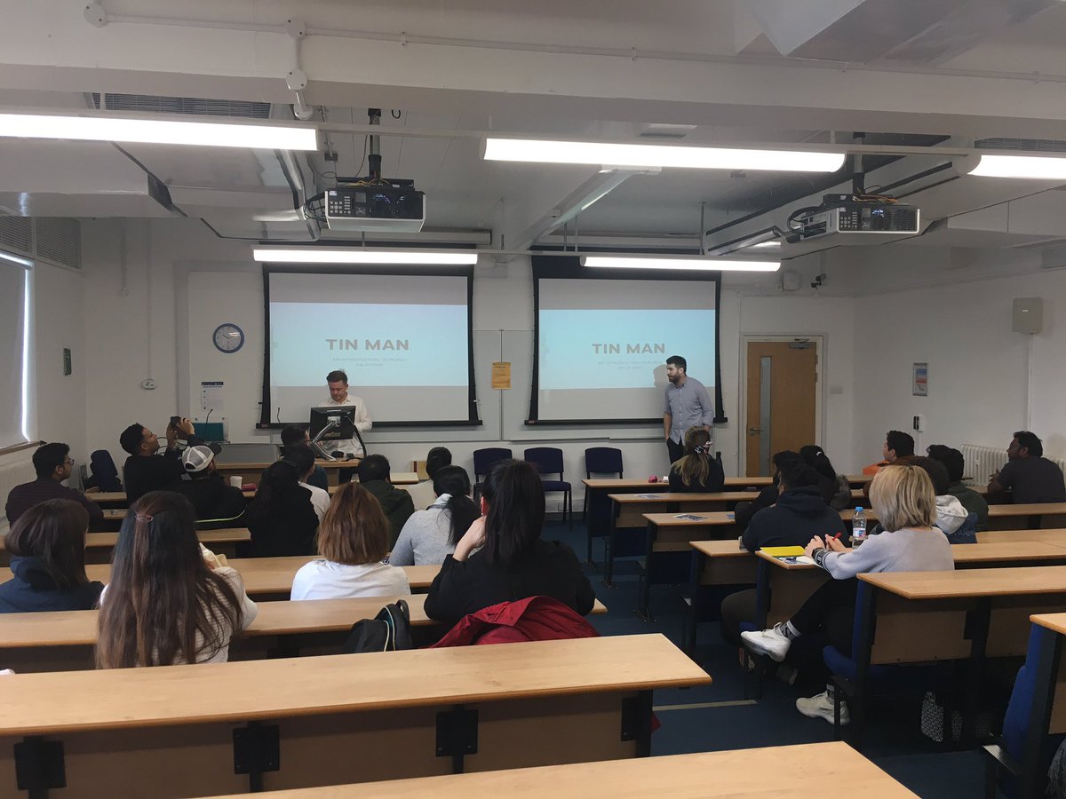 Mark and Toby from <a href="/tinmancomms/">Tin Man</a> explaining to our <a href="/ARU_Business/">ARU Faculty of Business And Law</a> students of the value of marketing to the right audience. PR’s #sweetspot