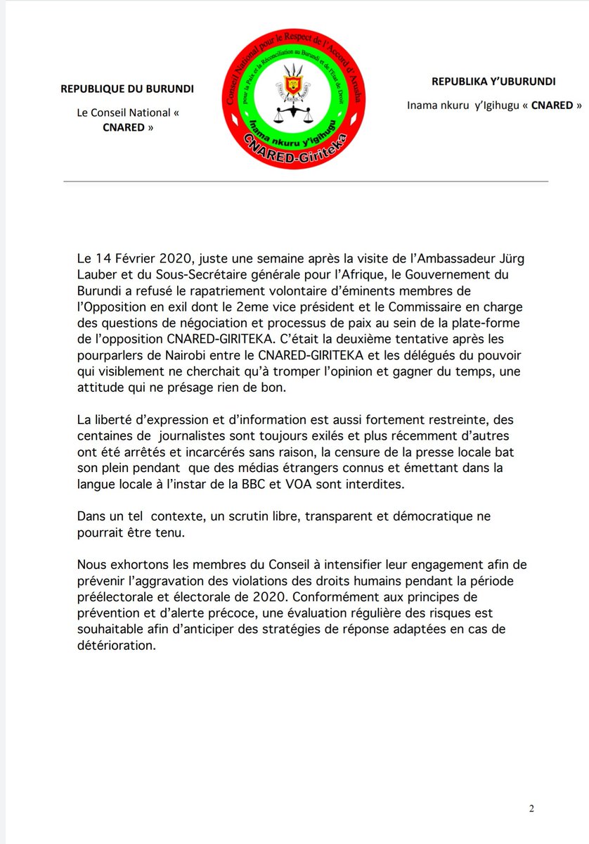 CNARED Burundi tweet media