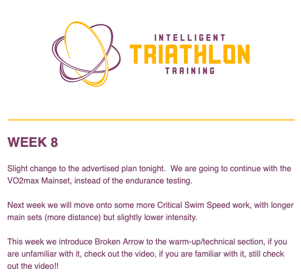 Well underway with the new block of 90 min sessions coaching with <a href="/IntelliTri/">Intelligent Triathlon Training</a> on Tuesday evenings. Video explanations, sets and feedback all sent out beforehand making for some productive time in the pool! Even saw some 100/200 PB's within the main set last night! #swimcoaching