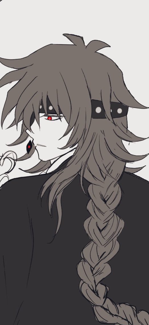 セッツァーは正面から見ると 一見短髪だが 実はロングヘアで後ろで三つ編みでまとめ のぼぼん º º ただの顔文字のイラスト