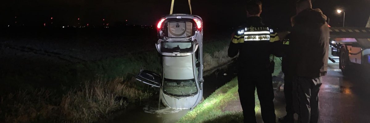 Beschonken minderjarige automobilist spoorloos na ongeval maar meldt zich alsnog met nat pak..