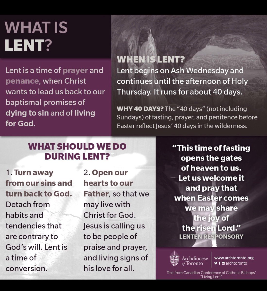 joanne_one's tweet photo. Today is Ash Wednesday and the beginning of Lent. 
Thank you ⁦@archtoronto⁩ for these wonderful infographics. 

Do you want to fast this Lent? 
-In the words of Pope Francis-

#AshWednesday #Lent ⁦@YCDSB⁩ https://t.co/BDyHtIxIiw