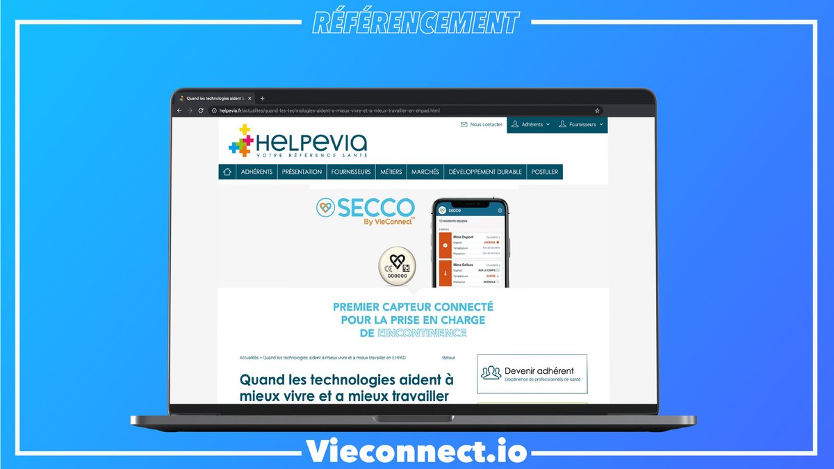 VieConnect's tweet image. {RÉFÉRENCEMENT} 🗂
Retrouvez notre solution #SECCO by @vieconnect référencée par #Helpevia, acteur-clé du référencement et des achats pour les établissements de #santé. 
Pour plus d&apos;information : swll.to/CpT6LsX