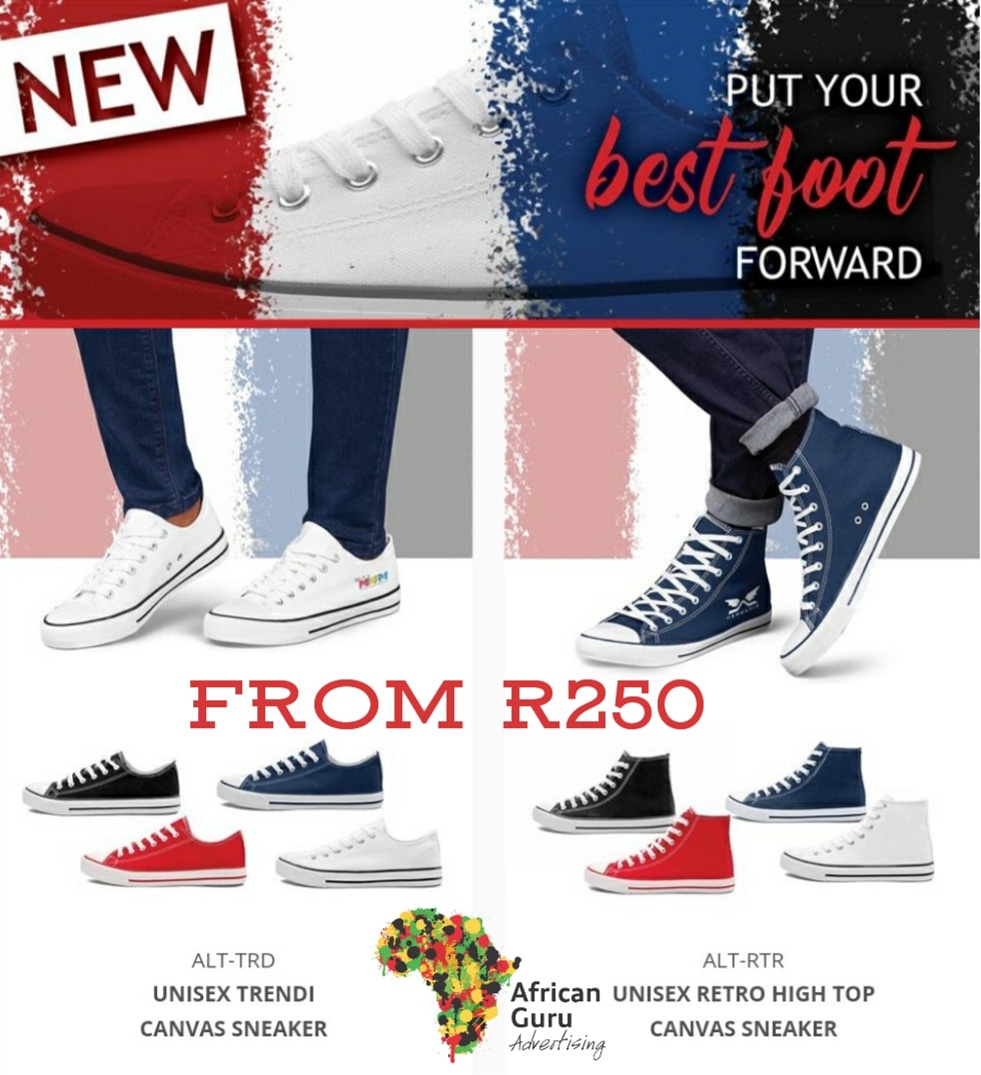 AfricanGuruAdv's tweet photo. Canvas Sneakers with full colour optional branding https://t.co/FIej5vLa3E