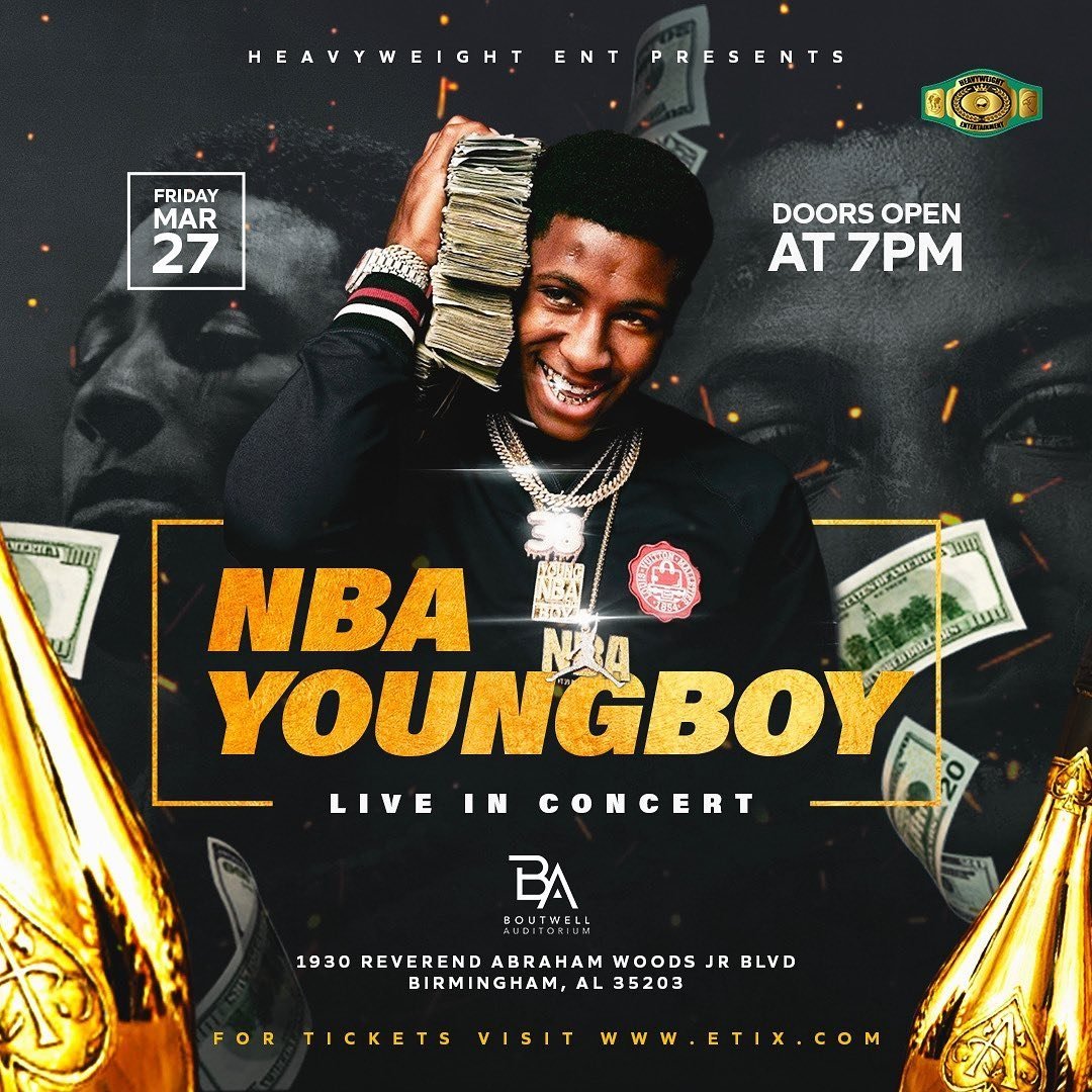 BhamNightLyfe's tweet photo. @GGYOUNGBOY  LIVE IN CONCERT FRI MARCH 27TH AT BOUTWELL AUDITORIUM ❗❗ BIRMINGHAM ALABAMA 🔥🎥🔥 https://t.co/58rFNzh1Kj