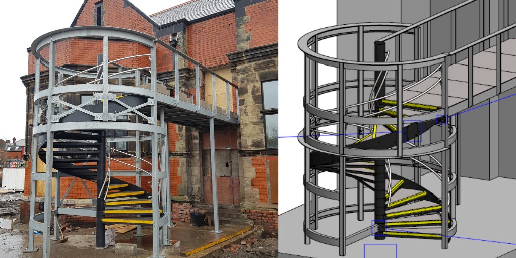 This installation is nearing completion.  It's an #external #spiralstaircase for a project in #Liverpool called The Old Library, for @hhsmithbuilders 
#spiral #fireescape #stairs #spiralstairs #escape @ListerStepsHub