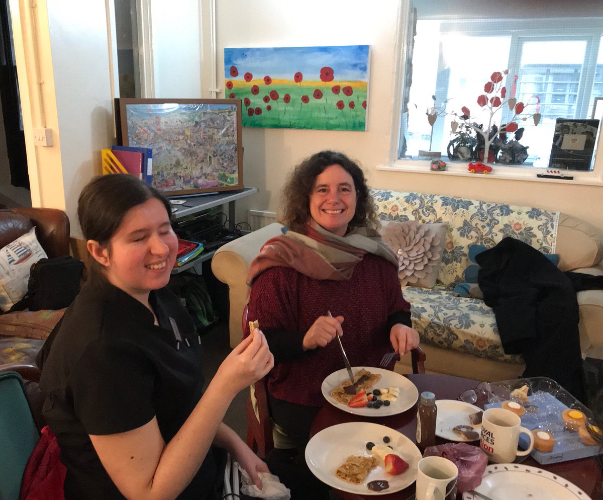 JobsenseWales's tweet photo. Lovely photo of Maxine and Bethan, enjoying pancakes @woodys_Lodge π₯ Bethan is currently on a placement as a massage therapist and doing so well, supported from the very start by Maxine @eliteseaukπ #JobSense #WEFOFunded https://t.co/AWYocVhtly